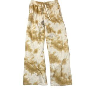 Isaac Morris Womens Tie-Dye Wide Leg Pants M Beige & White